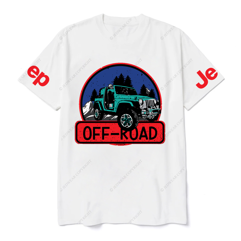 Off-Road Vehicle Driving On Mountain Road Surrounded By Trees JP T-Shirt