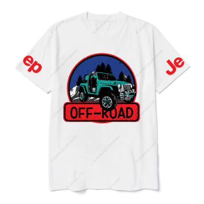 Off-Road Vehicle Driving On Mountain Road Surrounded By Trees JP T-Shirt