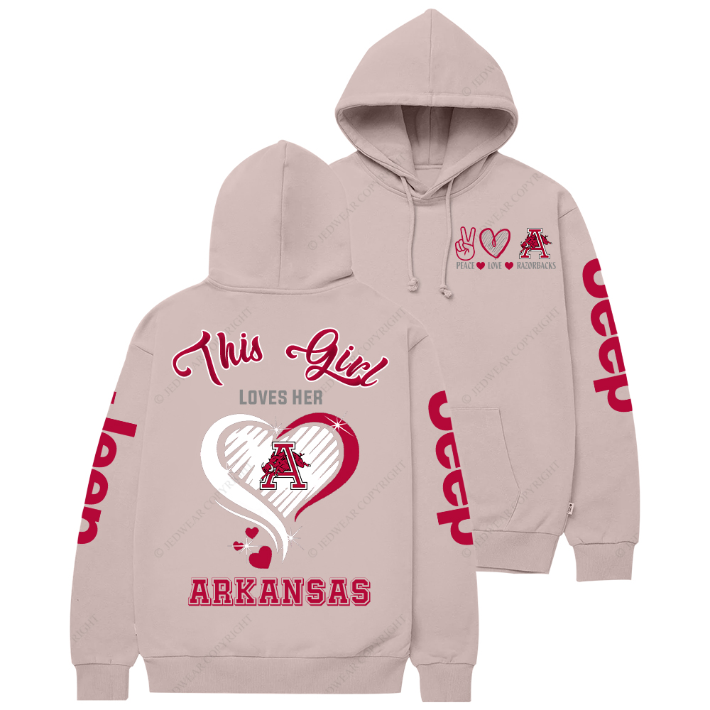 This Girl Loves Her Arkansas Razorbacks Jp Casual Hoodie