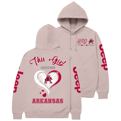 This Girl Loves Her Arkansas Razorbacks Jp Casual Hoodie
