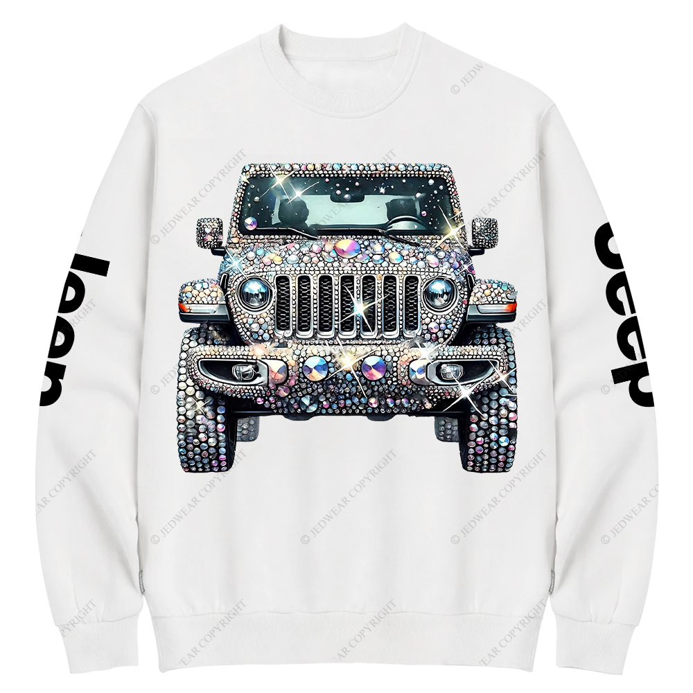 Bling Sparkle Rhinestone Car Glam Girl Jp Crew Neck Sweatshirt