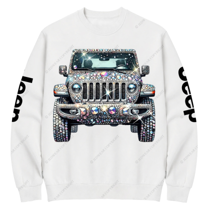 Bling Sparkle Rhinestone Car Glam Girl Jp Crew Neck Sweatshirt