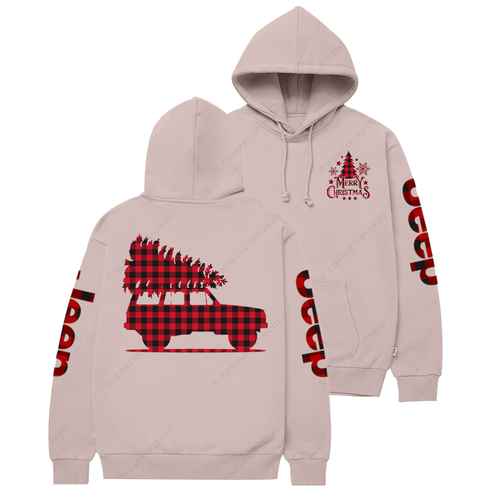 Merry Christmas Tree Red And Black Plaid Jp Casual Hoodie