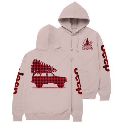 Merry Christmas Tree Red And Black Plaid Jp Casual Hoodie