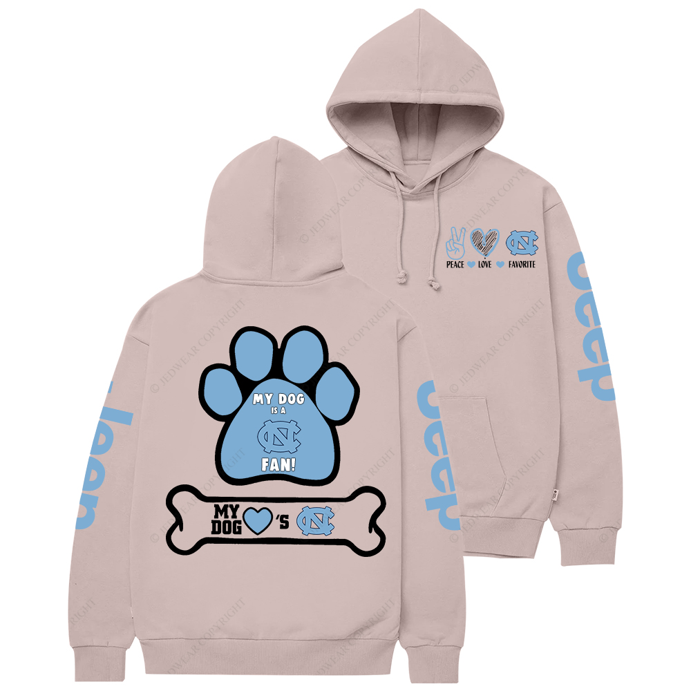 North Carolina Tar Heels Paw Print Jp Casual Hoodie