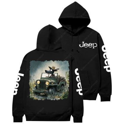 Dog Driving A Car In The Rain Jp Casual Hoodie