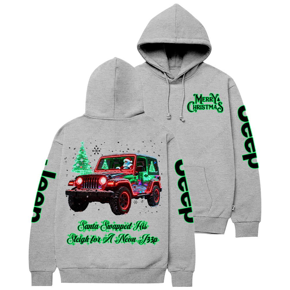 Santa Swapped His Sleigh for A Neon Merry Christmas Jp Casual Hoodie