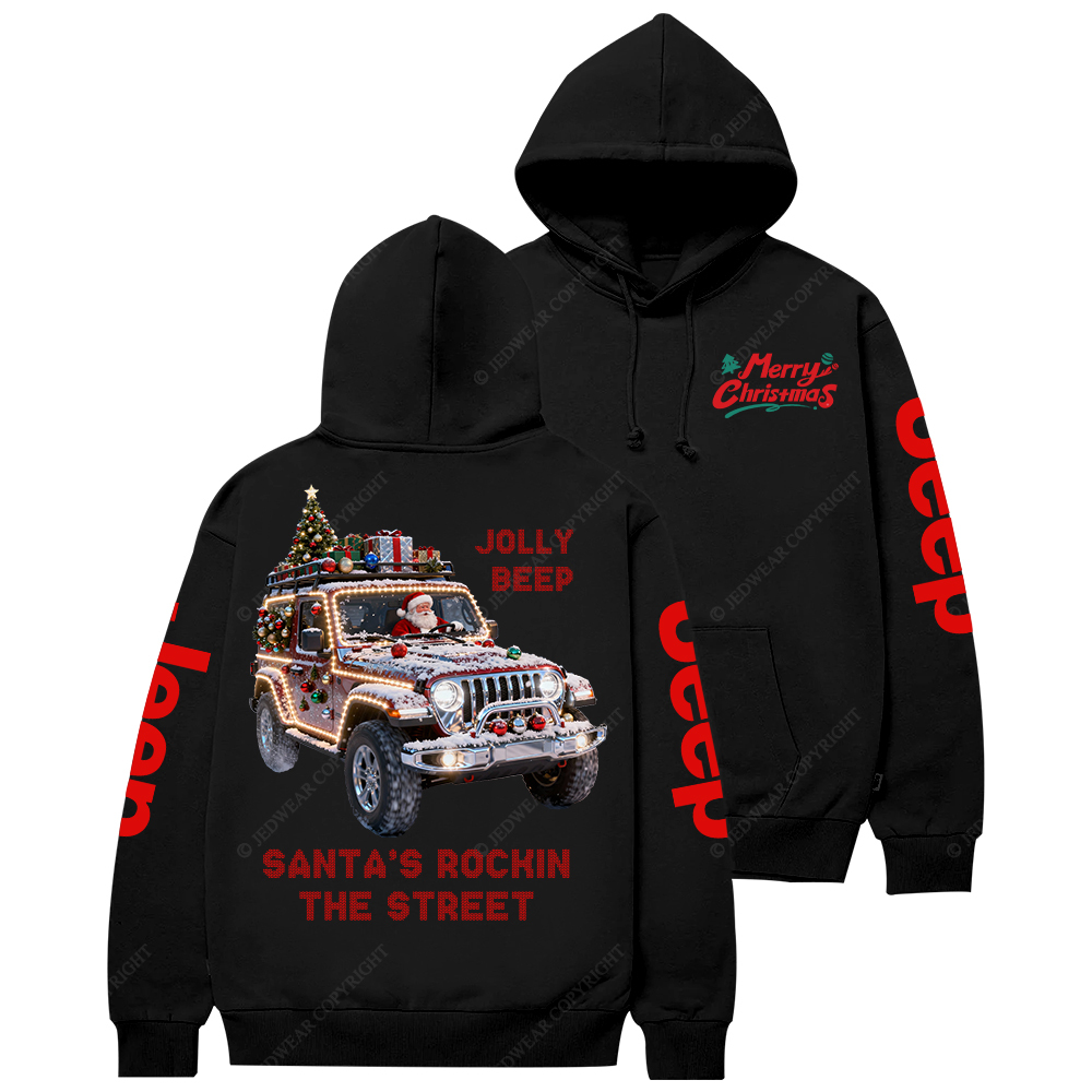 Santa’s Rockin The Street Merry Christmas Jp Casual Hoodie