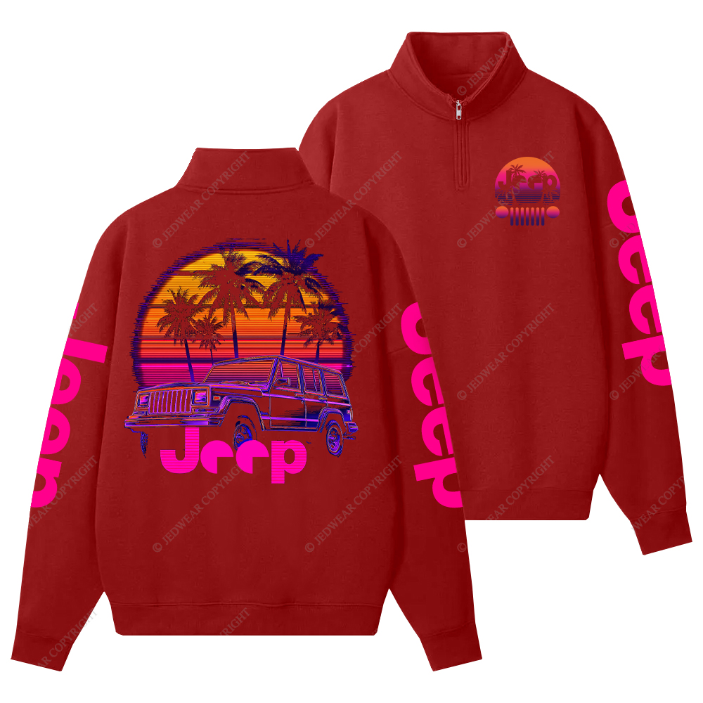 Palm Trees Beach Jp Half-Zip Jacket Sweatshirt