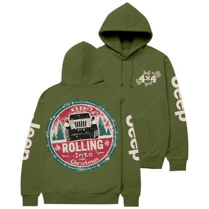 Keep Rolling Into Christmas Jp Casual Hoodie