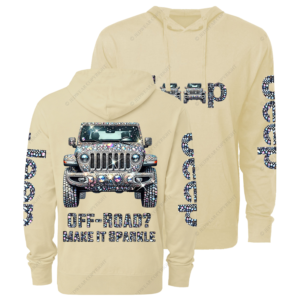 Bling Sparkle Rhinestone Car Glam Girl Jp Oversized Lightweight Hoodie   