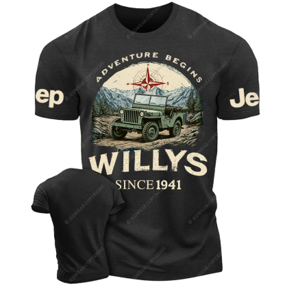 Adventure Begins Willys 1941 Jp T-Shirt