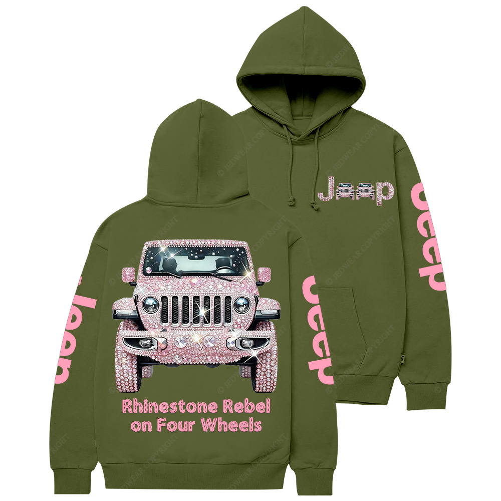 Pink Bling Sparkle Rhinestone Car Glam Girl Jp Casual Hoodie
