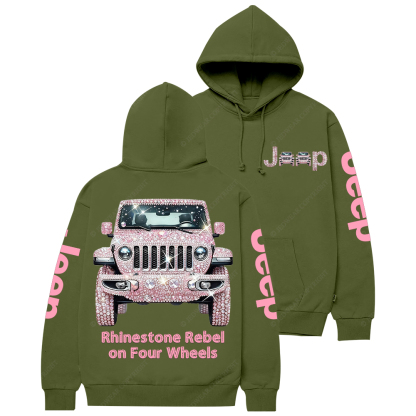 Pink Bling Sparkle Rhinestone Car Glam Girl Jp Casual Hoodie