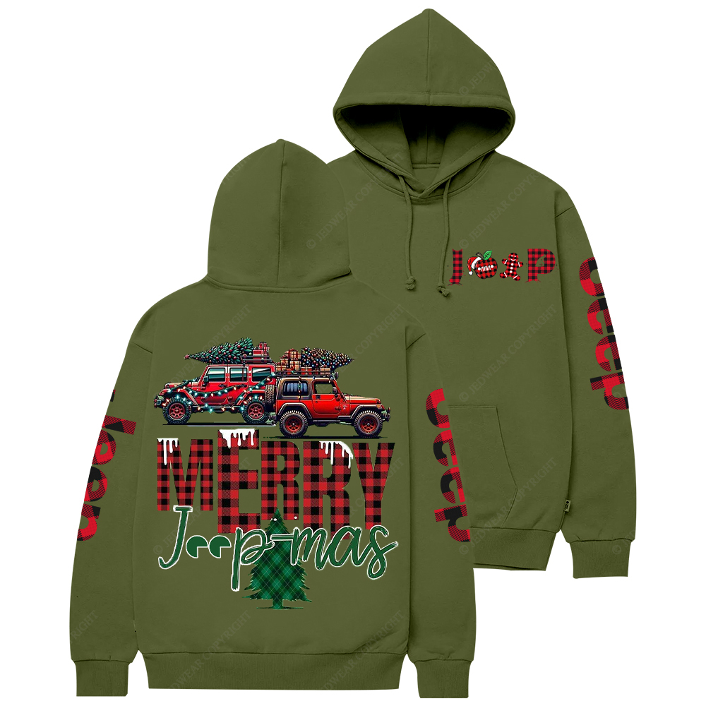Merry Christmas Red And Black Plaid Jp Casual Hoodie