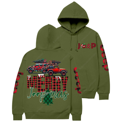 Merry Christmas Red And Black Plaid Jp Casual Hoodie