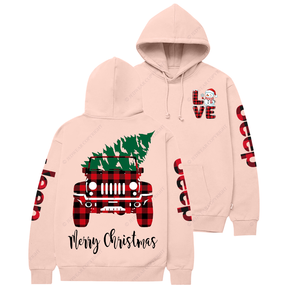 Merry Christmas Tree Red And Black Plaid Jp Casual Hoodie