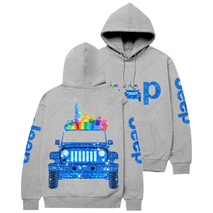 Merry Christmas Blue Bling Car Jp Casual Hoodie
