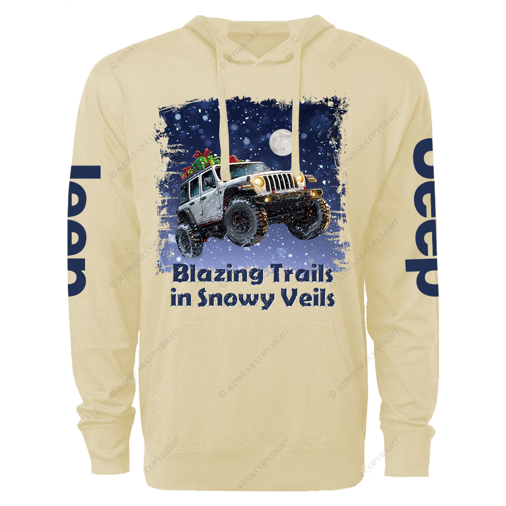 Blazing Trails In Snowy Veils Merry Christmas Jp Oversized Lightweight Hoodie   