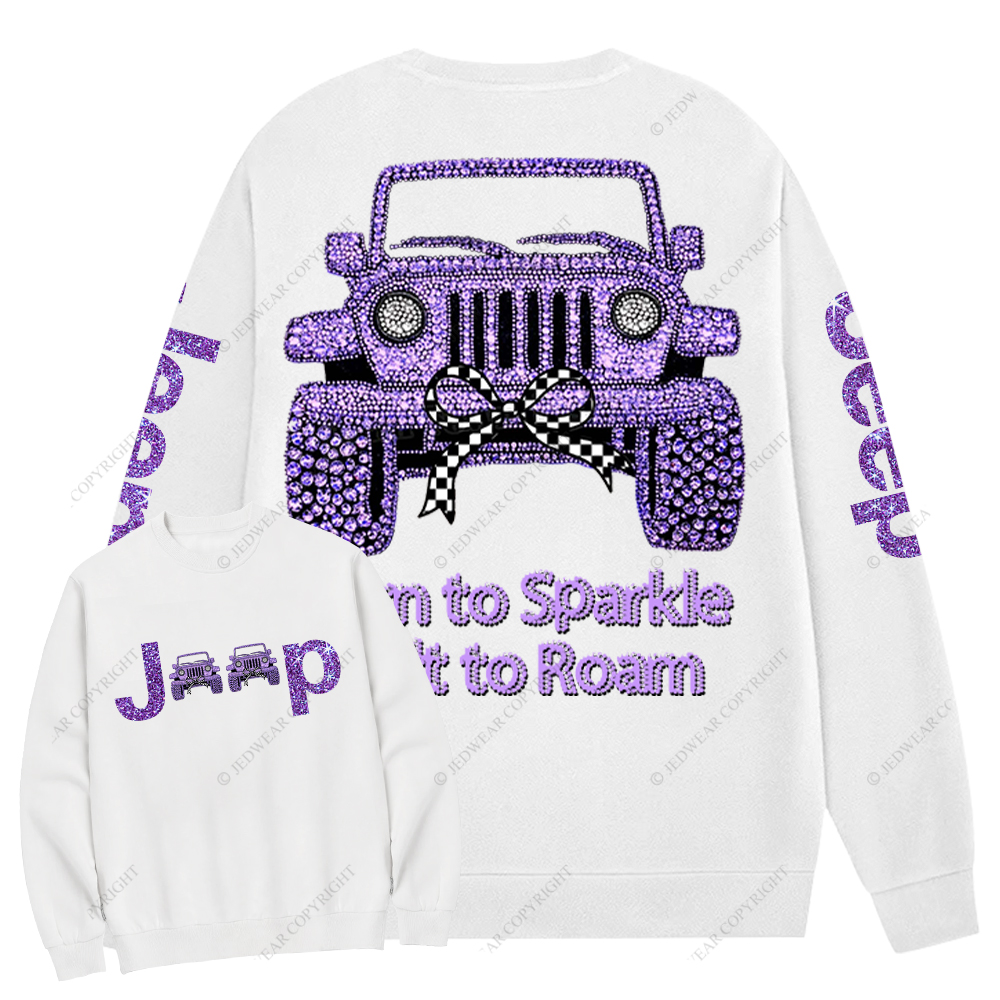 Girl Purple Car Bling Bling Jp Crew Neck Sweatshirt