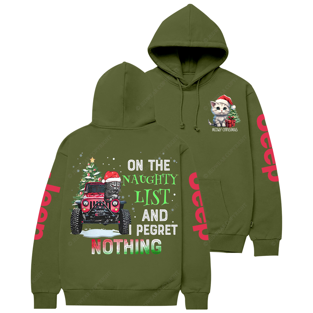 On The Naughty List And I Pegret Nothing Meowy Christmas Jp Casual Hoodie