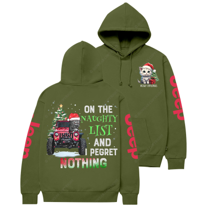 On The Naughty List And I Pegret Nothing Meowy Christmas Jp Casual Hoodie