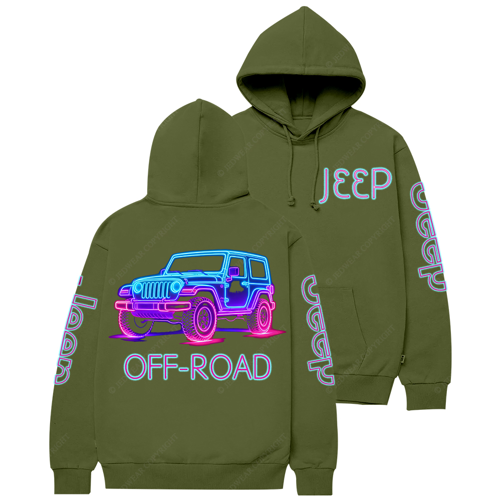 The Design With Neon Lines Outlining The Silhouette Of A Jp Casual Hoodie