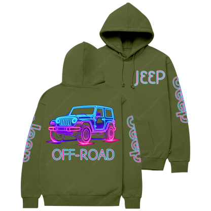 The Design With Neon Lines Outlining The Silhouette Of A Jp Casual Hoodie