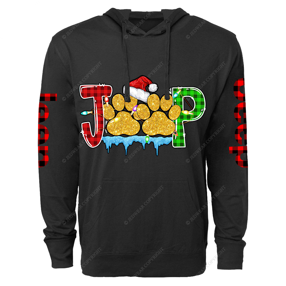 Dog Paws Merry Christmas Jp Oversized Lightweight Hoodie   