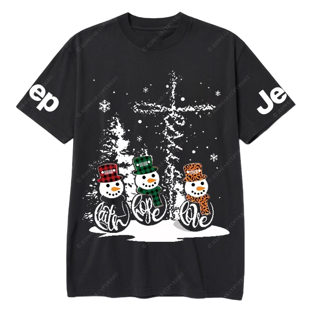 Religion Jesus Cross Snowman Jp T-Shirt