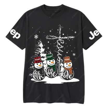 Religion Jesus Cross Snowman Jp T-Shirt