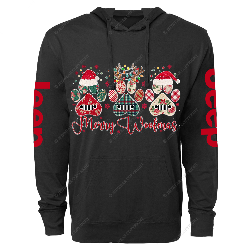 Retro Merry Woofmas Dog Paw Jp Oversized Lightweight Hoodie   