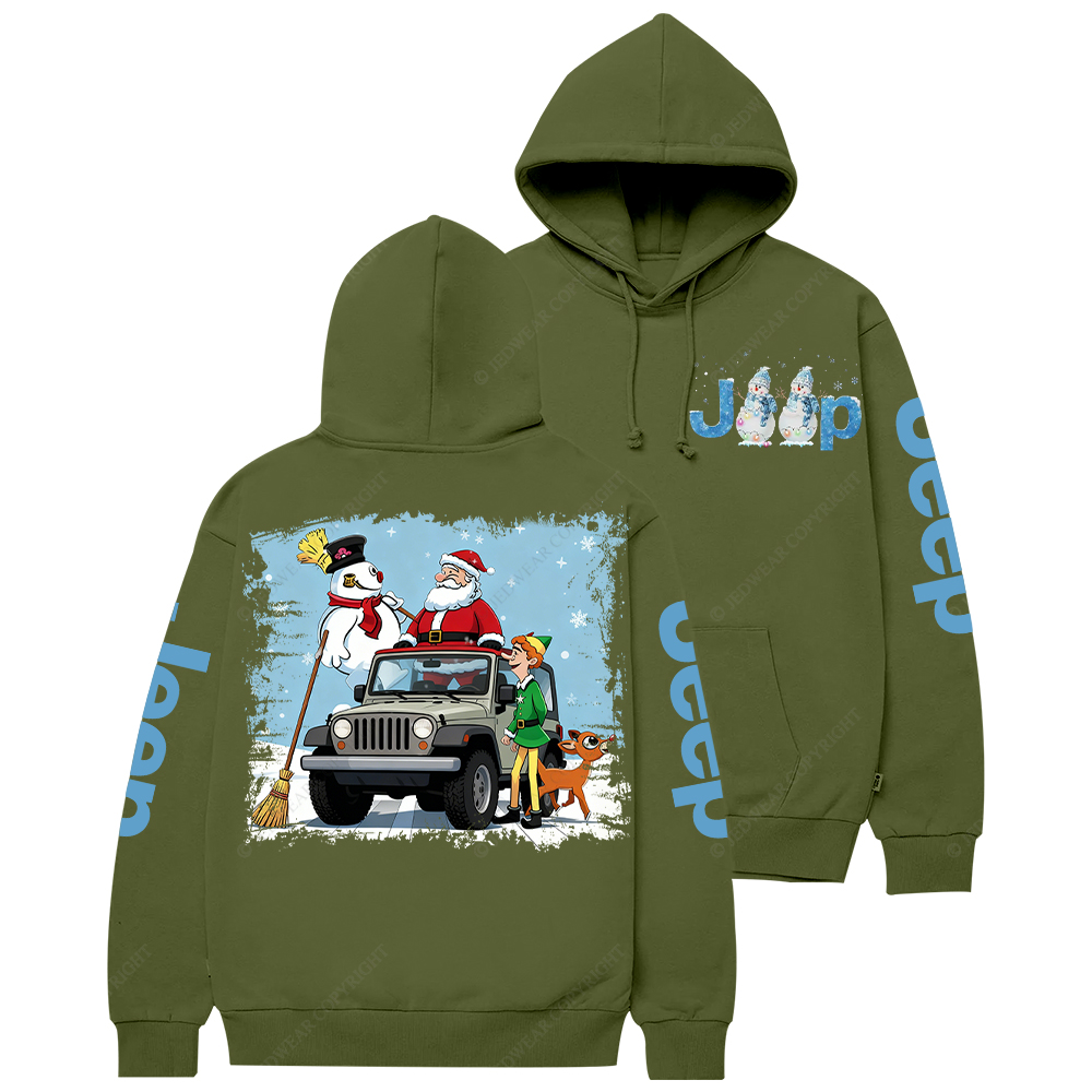 Merry Christmas Santa Claus Elf And Elk Jp Casual Hoodie