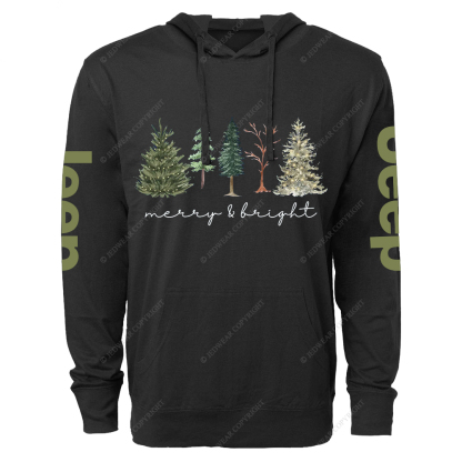 Merry and Bright Christmas Jp Oversized Lightweight Hoodie   