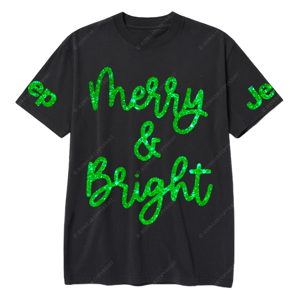Sparkly Glitter Merry Bright Christmas Jp T-Shirt