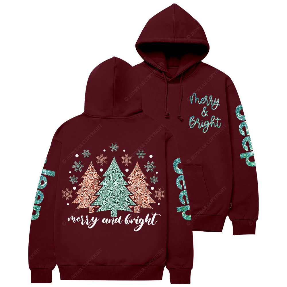 Cute Merry And Bright Christmas Tree Jp Casual Hoodie