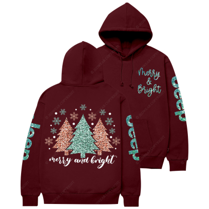 Cute Merry And Bright Christmas Tree Jp Casual Hoodie