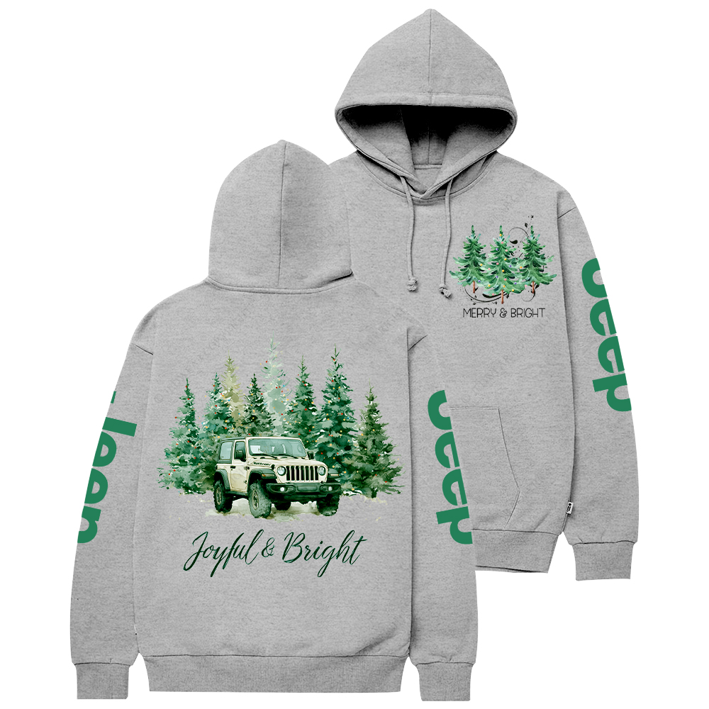 Joyful Merry And Bright Christmas Tree Jp Casual Hoodie