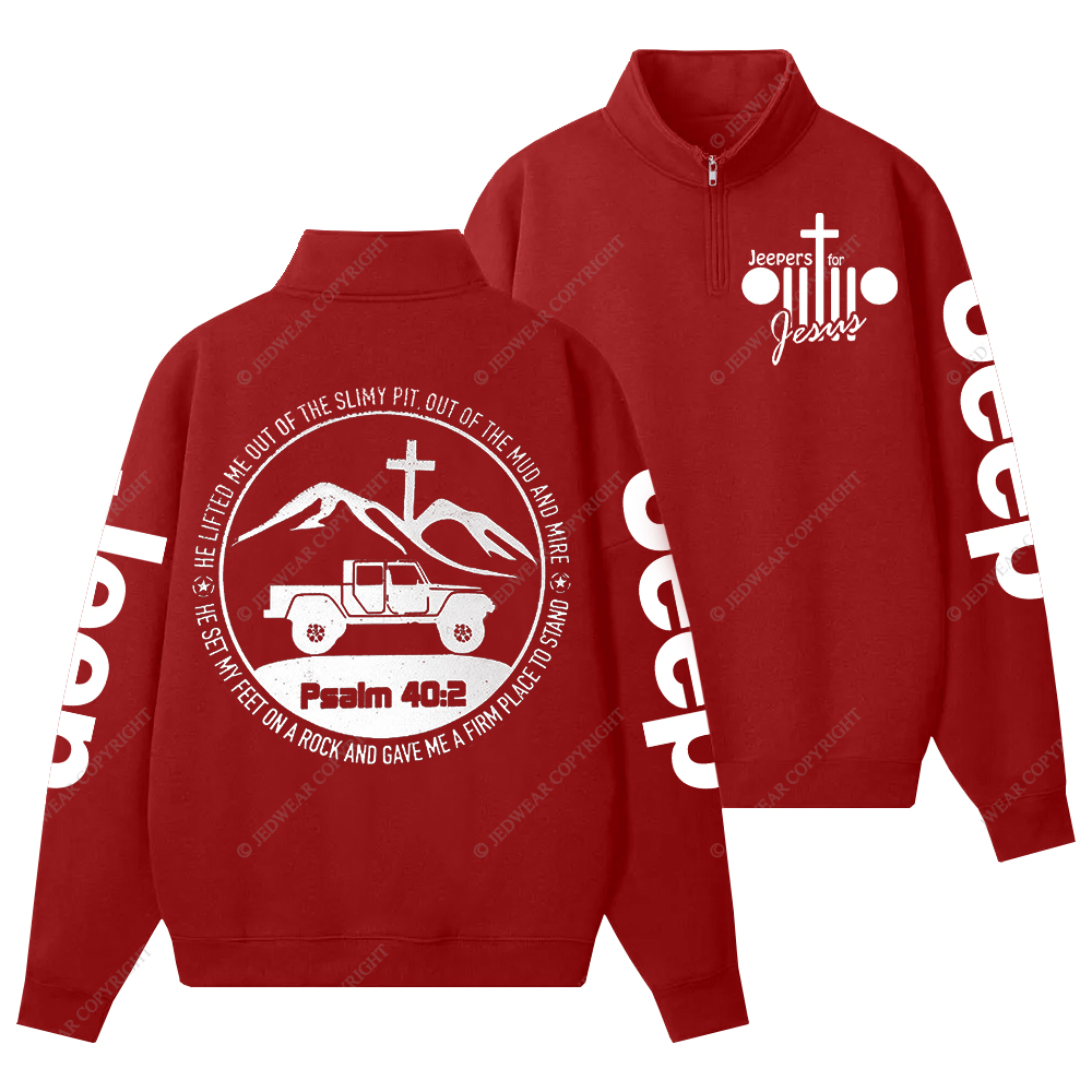 Religion The Lifted Me Out Of The Slimy Pit Psalm 40:2 Jp Half-Zip Jacket Sweatshirt