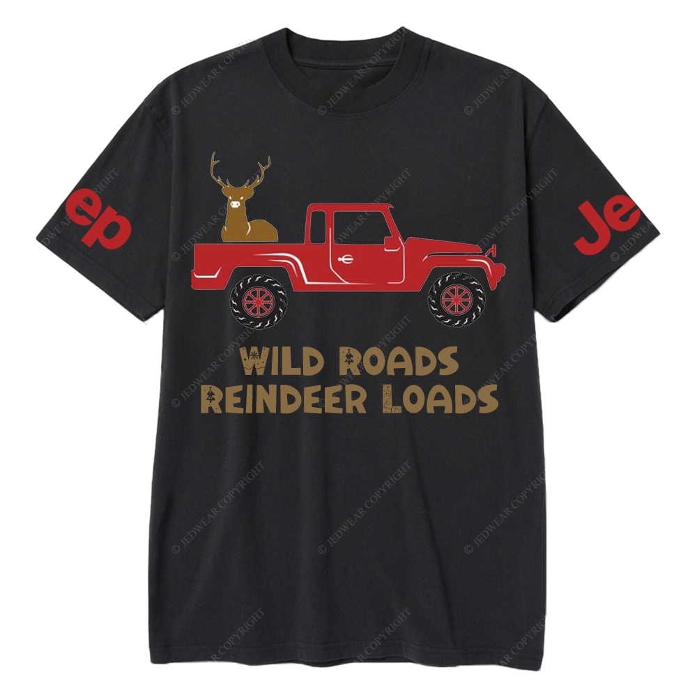 Merry Christmas Wild Roads Reindeer Loads Jp T-Shirt
