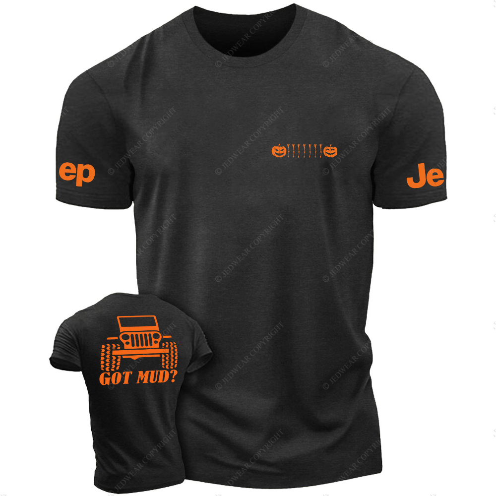 JP Halloween Got Mud Pumpkin Skull And  Front And Rear Design JP T-Shirt