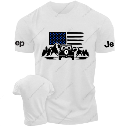 Four-Wheeler American Flag Trees Mountains Jp T-Shirt