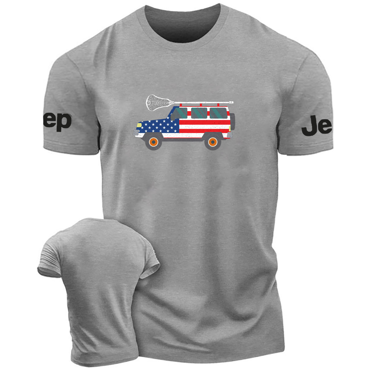 American Flag Lacrosse Love Car Design T-Shirt