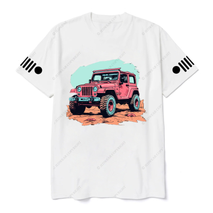 Jp Girl Pink Off-Road Vehicle On The Mountain Road T-Shirt
