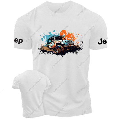 Off-Road Vehicle Driving On Muddy Terrain Ink Painting Jp T-Shirt