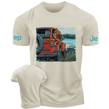 Dog In Car By The River Jp T-Shirt