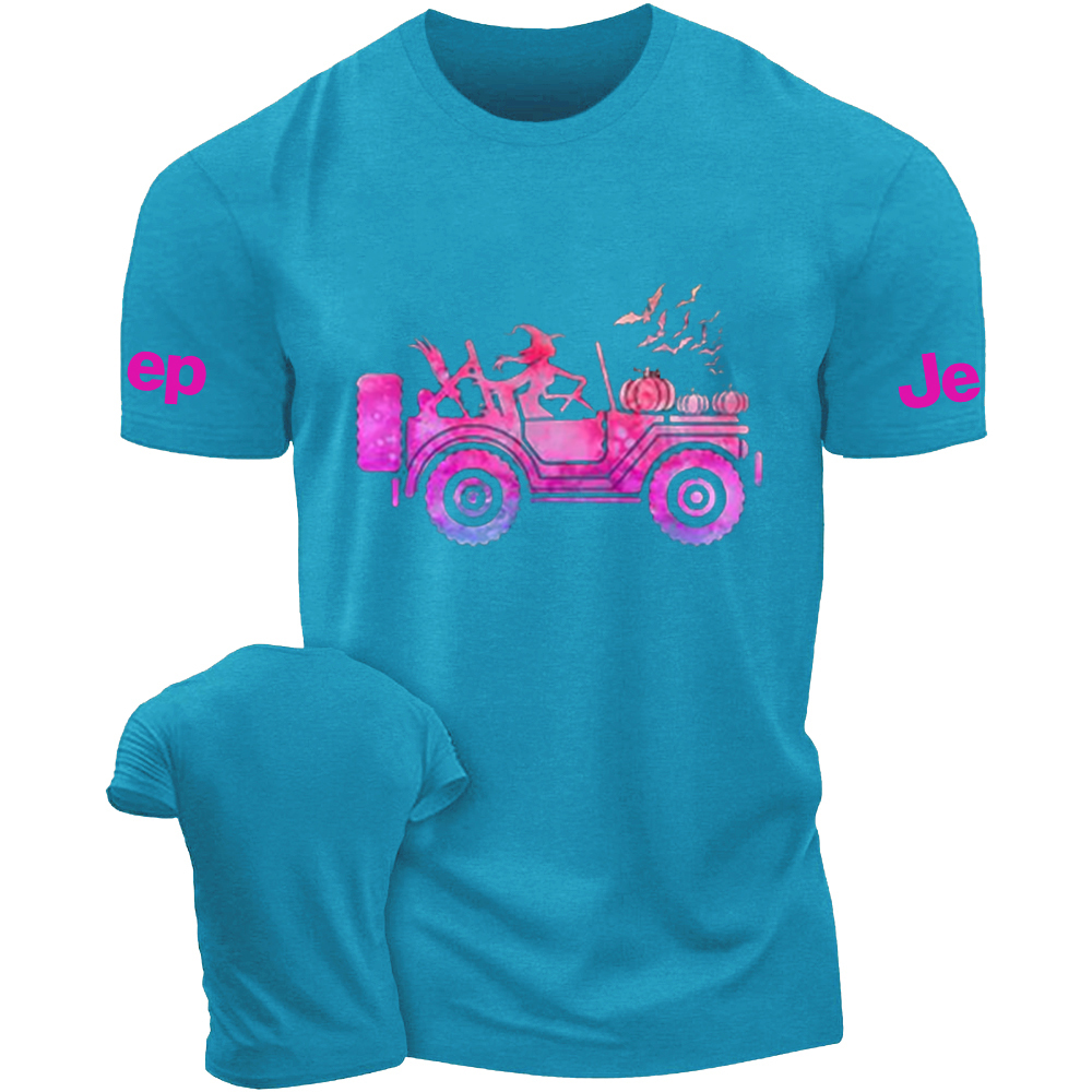 Pumpkin Halloween  Bat  Witch Driving A Car Jp T-Shirt