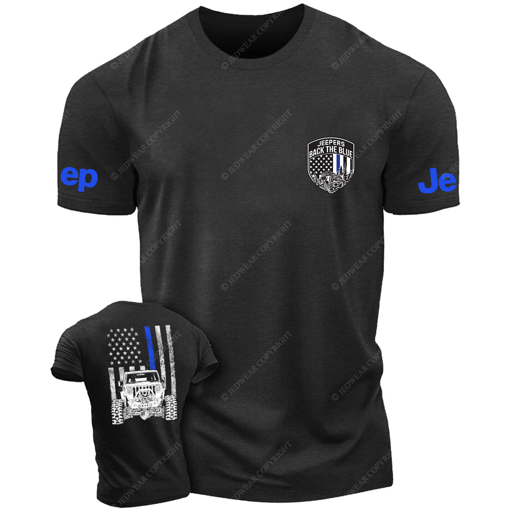American Flag Policeman  The Blue Line Police Badge Jp T-Shirt