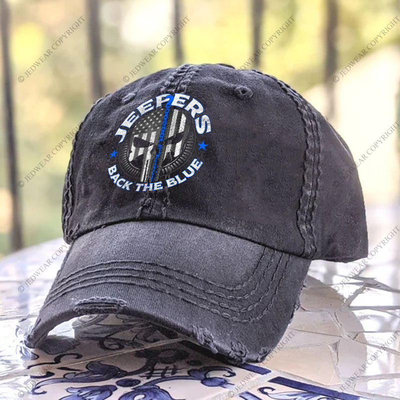 Policeman Jp Back The Blue Police Skull  Jp Baseball Cap