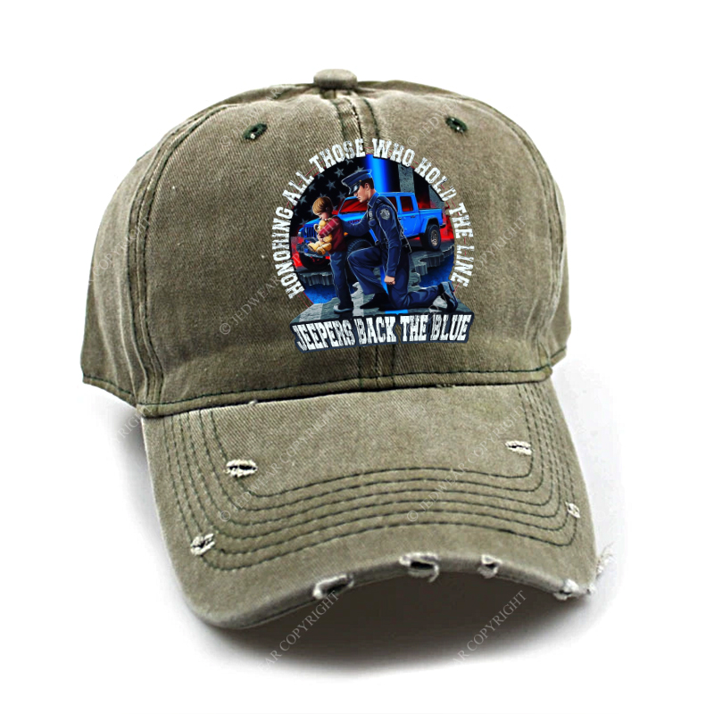 Police Honoring All Those Who Hold The Line Jeepers Back The Blue Jp Baseball Cap